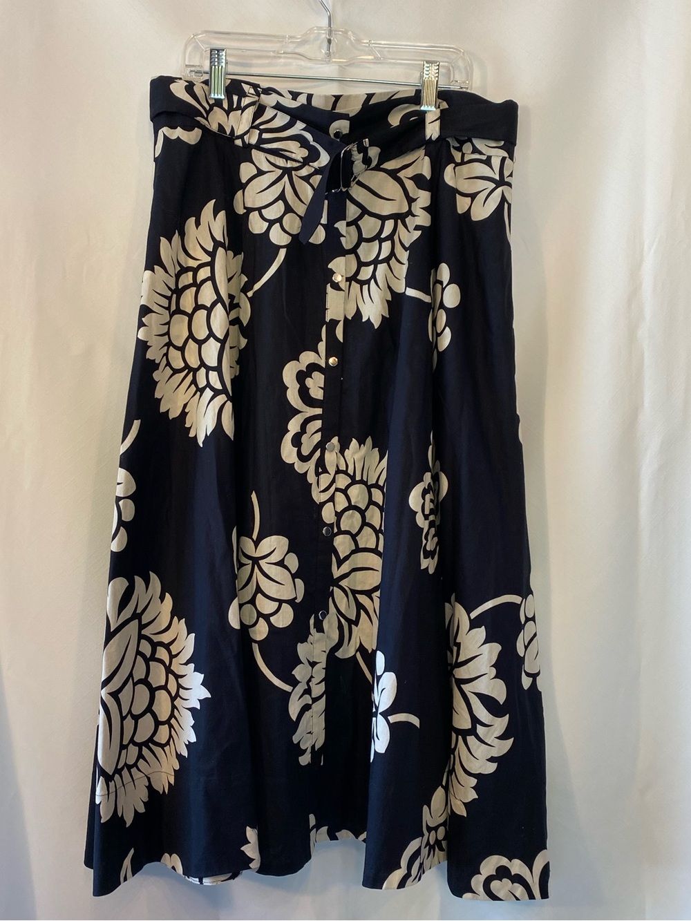 Gerard Darel Women's Dark Romantic Neutral Floral Flowy Lined Midi Skirt 42